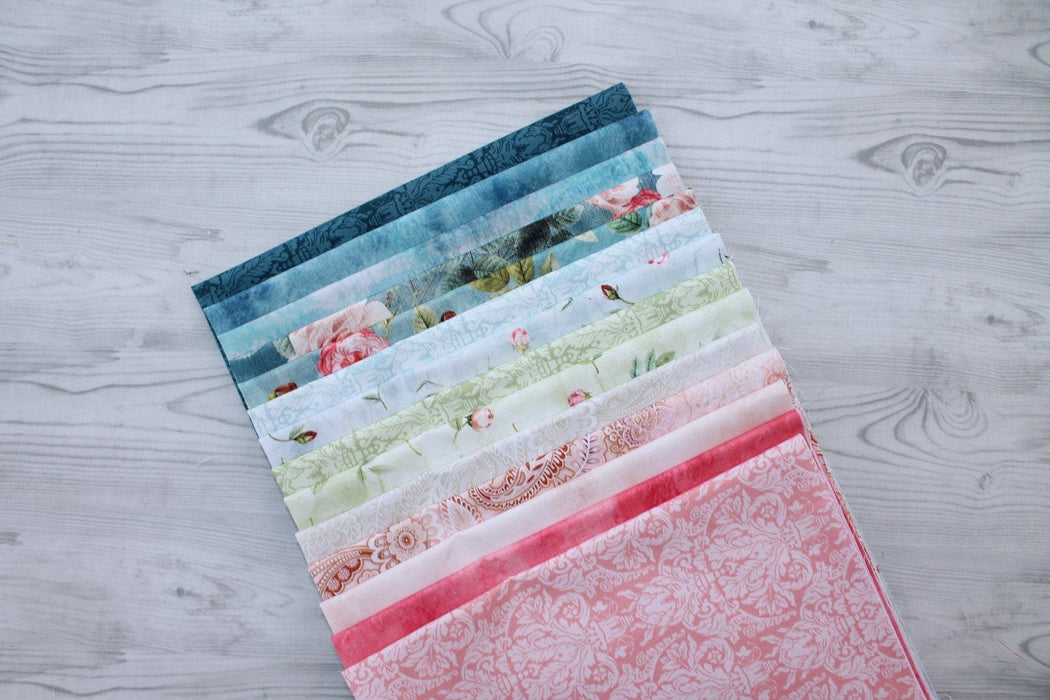 Daniella - PROMO Fat Quarter Bundle - (14) 18" x 21" Pieces - P&B Textiles - Pastel, Pink, Blue, Floral - RebsFabStash
