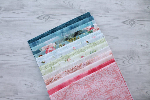 Daniella - PROMO Fat Quarter Bundle - (14) 18" x 21" Pieces - P&B Textiles - Pastel, Pink, Blue, Floral - RebsFabStash
