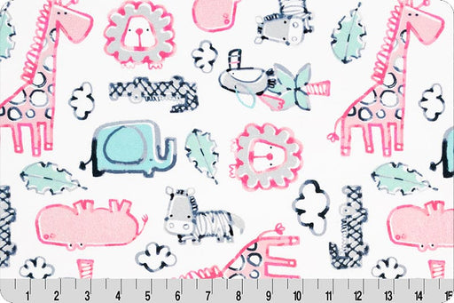 Safari Dreams - Digital Cuddle Fabric - per yard - by QT Fabrics - Animals, Jungle - 58/60" - DCSAFARIDREAMS - Pink - DR296381-Cuddle/Minkie-RebsFabStash