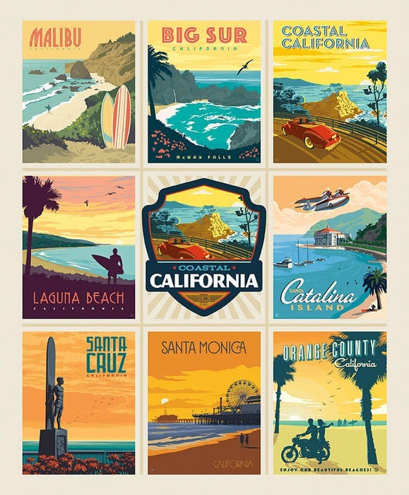 Destinations - California Beaches Poster Panel - per PANEL - by Anderson Design Group for Riley Blake - 36" x 43" - P10980-BEACHES - RebsFabStash