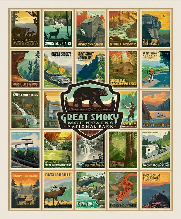 Destinations - Great Smoky Mountains Poster Panel - per PANEL - by Anderson Design Group for Riley Blake - 36" x 43" - P10979-SMOKY - RebsFabStash