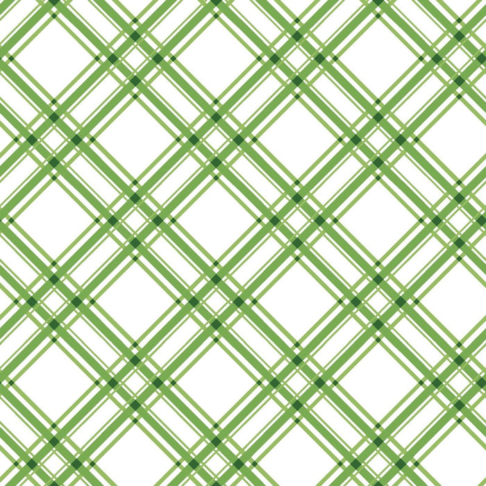 Diagonal Green Bias Plaid on White - Per Yard- Kimberbell Basics - Maywood Studio - MAS 8244-G - RebsFabStash