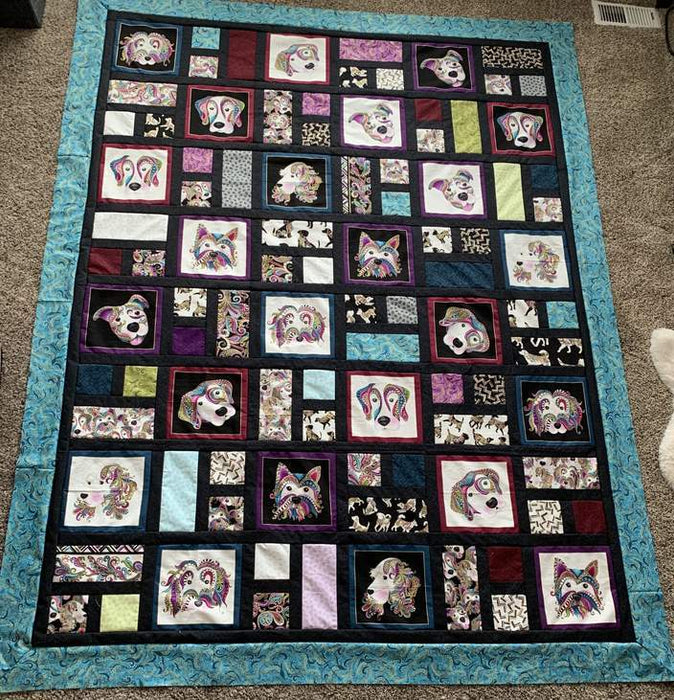Dog-On-It Quilt PATTERN by Christy (from RebsFabStash!) - Uses Dog-On-It fabrics! Includes instructions for Queen or King! - RebsFabStash
