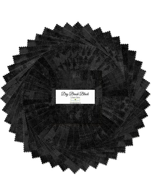 Dry Brush - Black - Charm Pack - (42) 5" Squares - Stacker - 5 Karat Gems - Essentials - Wilmington Prints - Tonal - 507-92-507 - RebsFabStash