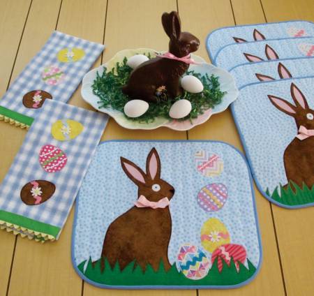 Easter Egg Hunt - Pattern - Susie Shore Designs - ST 1731 - Tea Towels and Quilted Place Mats - RebsFabStash