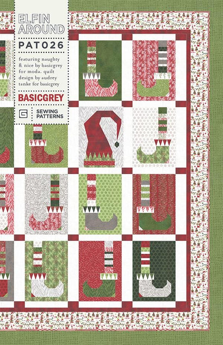Elfin Around - Quilt Pattern - by Audrey Tanke for Basic Grey - MODA - Features Naughty or Nice Fabric - Christmas prints! PAT026 - RebsFabStash