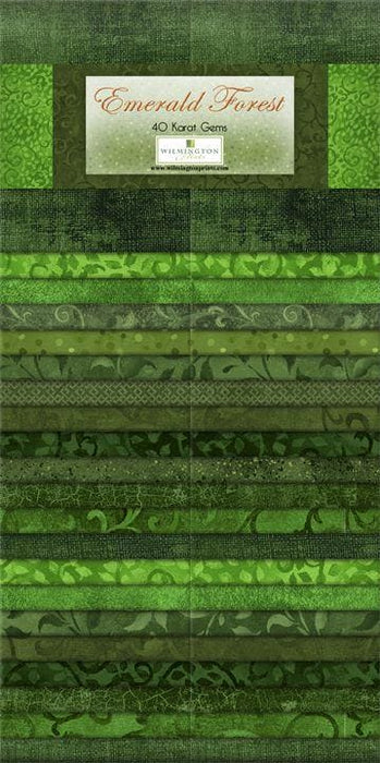 Emerald Forest - (40) 2.5" Strips - Wilmington Prints - 40 Karat Gems - Green Tonals and blenders - RebsFabStash