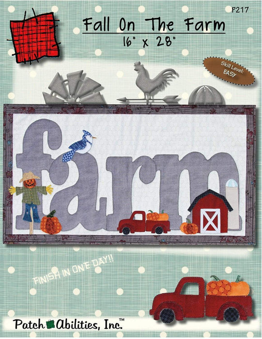 Fall on the Farm Pattern! - NEW! - designed by Julie Wurzer - Patch Abilities, Inc - Applique wall hanging - 16" x 28" - P217 - RebsFabStash