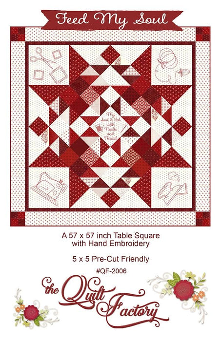 Feed My Soul - Quilt PATTERN - by Deb Grogan for The Quilt Factory - Table Square with Hand Embroidery - charm pack friendly - 57" x 57" - RebsFabStash