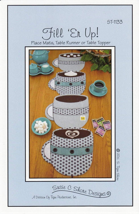 Fill 'Er Up! Hot Pad, coffee mug rug or pot holder Pattern - by Susie Shore Designs - #1133 - RebsFabStash