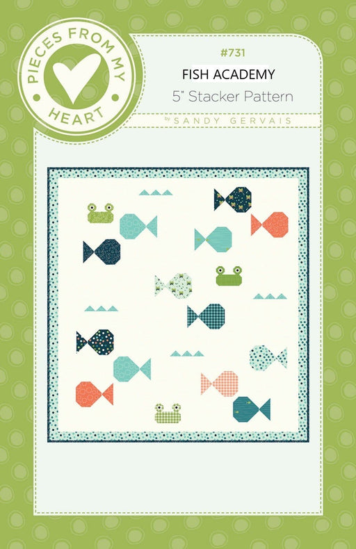 Fish Academy - #731 - Quilt Pattern - Sandy Gervais - Pieces From My Heart - Riley Blake Designs - Ready Set Splash! - RebsFabStash