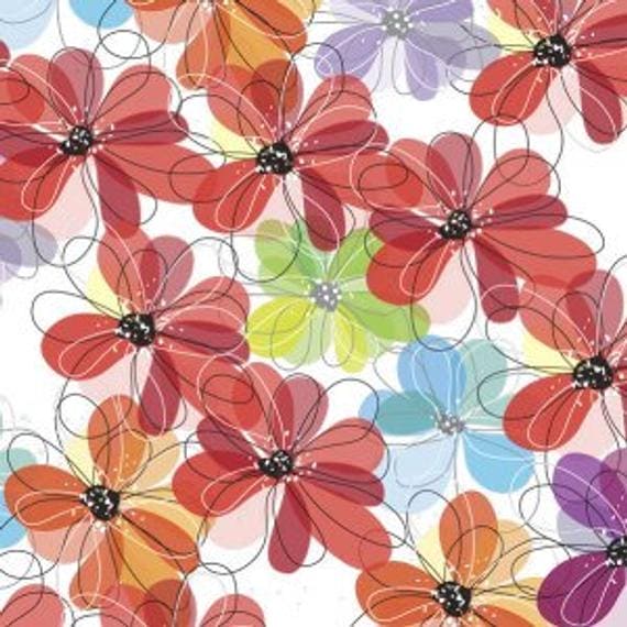Floral Flourish - per yard - EBI Fabric Corporation - Bright flowers, floral - Multi Graphite - RebsFabStash