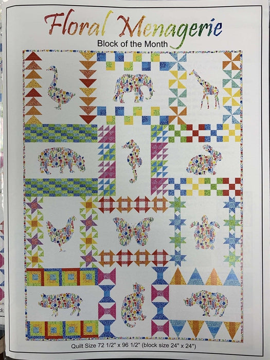 Floral Menagerie Quilt PATTERN Uses Floral Menagerie Fabric Collection by Jason Yenter - In the Beginning Fabrics - beautiful animals using florals! - RebsFabStash