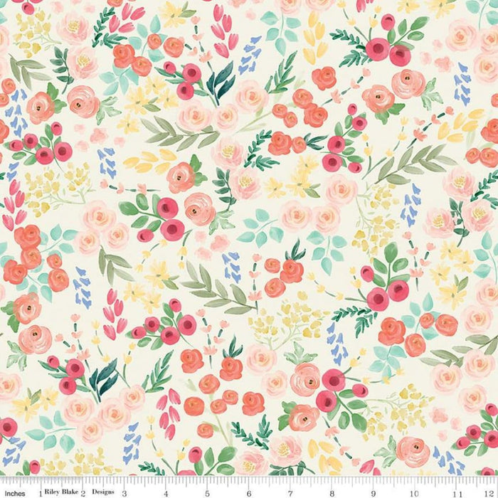 Flower Market Collection by Jen Allyson - My Mind's Eye - Riley Blake - By The Yard - Coral and White Gingham C8927 - Coral - RebsFabStash