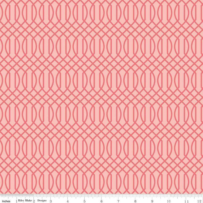 Flower Market Collection by Jen Allyson - My Mind's Eye - Riley Blake - By The Yard - Hoops - Geometric Coral on Pink C8924 - RebsFabStash