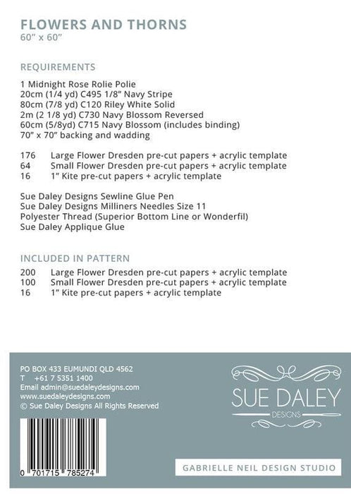 Flowers and Thorns Quilt Pattern - designed by Gabrielle Neil - by Sue Daley and Co. - RebsFabStash