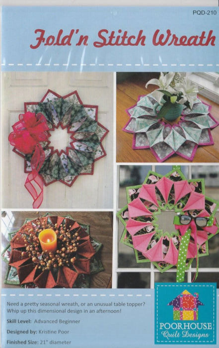 Fold n Stitch - Table Toppers or door hanging, wreath Pattern - by Kristine Poor - RebsFabStash