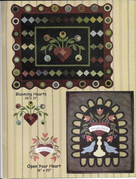 Folk Art with Heart - Primitive patterns by Bonnie Sullivan - Flannel or Wool Applique - Quilts, Wall Hangings, penny rugs - RebsFabStash