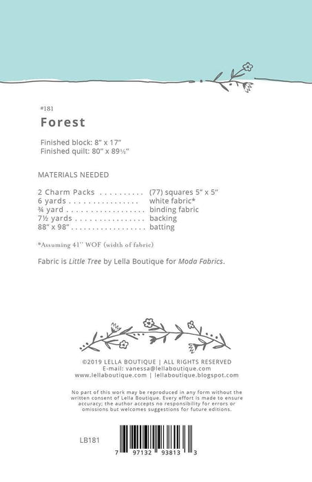 Forest - Lella Boutique - Vanessa Goertzen for Moda - #181 - Charm Pack Friendly - Christmas Trees - Quilt Pattern - RebsFabStash