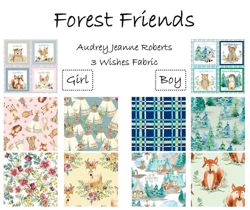 Forest Friends - Girl - Floral - Per Yard - by Audrey Jeanne Roberts for 3 Wishes - 18674-WHT