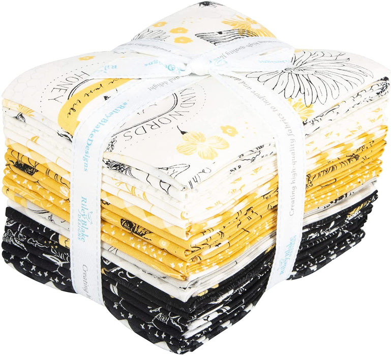 Honey Bee - Fat Quarter Bundle - (21) Pieces - by My Mind's Eye for Riley Blake Designs - Yellow, Black, Cream -FQ-10700-21
