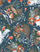 Frosty Forage - Floral With Oranges - Per Yard - by Rae Ritchie for Dear Stella - Winter, Wildlife, Mushrooms - STELLA-SRR1813 QUARTZ - RebsFabStash