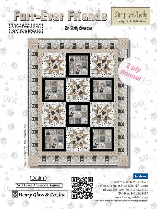 Furr-Ever Friends Quilt - Quilt KIT - by Shelly Comiskey for Henry Glass - 2-Ply FLANNEL - 50" x 62" - RebsFabStash