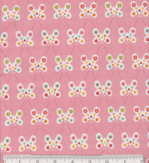 Garden Girl - per yard - Riley Blake - by Zoe Pearn - Butterflies on Pink - RebsFabStash