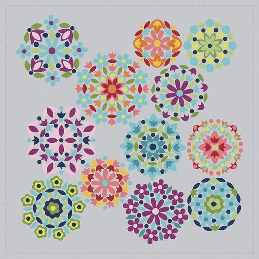 Gem Stones - Rosette Panels - Silver - Per PANEL- by PSD2 for Riley Blake Designs - 38" x 38" Panel - P10870 SILVER - RebsFabStash