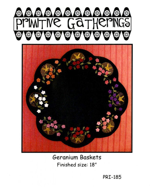Geranium Baskets -Table Mat, Placemat pattern-Primitive Gatherings -Lisa Bongean-Primitive, Wool applique, precut friendly #185 - RebsFabStash