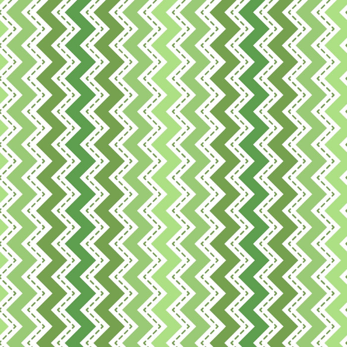 Green white grey zig zag or chevron stripe - Per Yard- Kimberbell Basics - Maywood Studio - MAS 8202-GG - border print - RebsFabStash