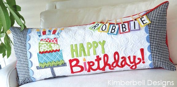 Happy Birthday Bench Pillow - Pattern - Machine EMBROIDERY CD - by Kimberbell - Interchangeable Covers and Bench Pillow - KD530 - RebsFabStash