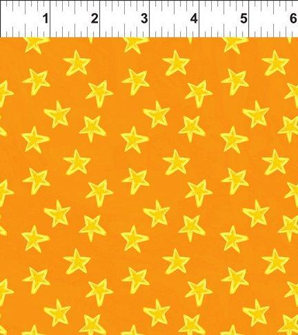 Happy Birthday - per yard - In the beginning Fabrics By Jennifer Heynen - yellow stars on Orange - 8 JHO-1 - RebsFabStash
