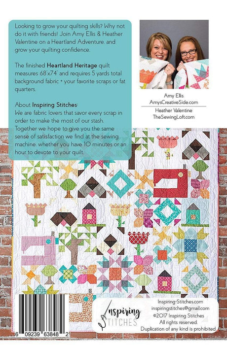 Heartland Heritage - Block of the Month Quilt Pattern - Sampler by Inspiring Stitches - Amy Ellis and Heather Valentine - Quilt Pattern - RebsFabStash