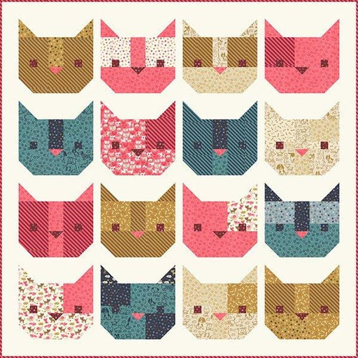 Here Kitty Kitty - Quilt Pattern - Uses Woof Woof Meow fabric by Stacy Iest Hsu for Moda - Finished Quilt 48" x 48" - RebsFabStash