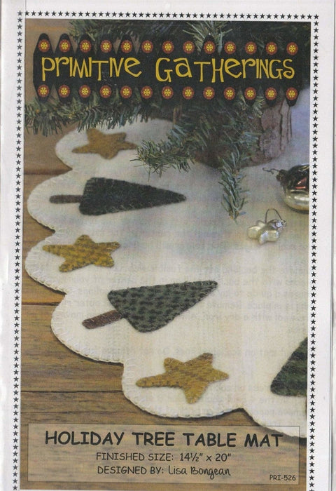 Holiday Tree Table Mat pattern-Primitive Gatherings -Lisa Bongean-Primitive, Wool applique, precut friendly #526, Christmas - RebsFabStash