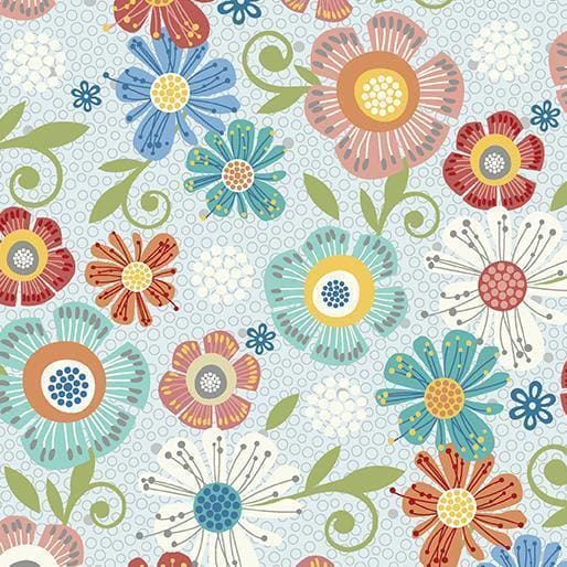 Home Grown - per yard - Nancy Halvorsen - Benartex - Beautiful florals and tonals in this collection! - Circle Dot Gray - RebsFabStash