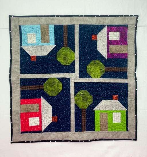 House Table Topper - KIT - Pattern by Christy Randal Featuring Blocks from Mr. Roger's Neighborhood - 30.5" Square-Quilt Kits & PODS-RebsFabStash
