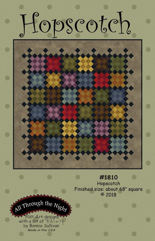 Hopscotch- Primitive wool applique pattern - Wall Hanging - Bonnie Sullivan - Flannel or Wool - All Through the Night, applique - RebsFabStash