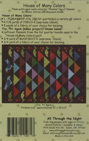 House of Many Colors - Quilt PATTERN - designed by Bonnie Sullivan for Maywood - Uses Woolies Flannel! Sew Fun!! Bonus Project incl - RebsFabStash