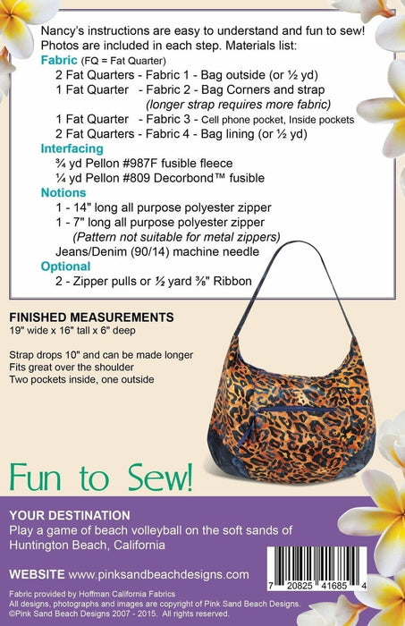 Huntington Hobo Bag Pattern - Pink Sand Beach Designs - Fat Quarter friendly & easy zipper top! - RebsFabStash