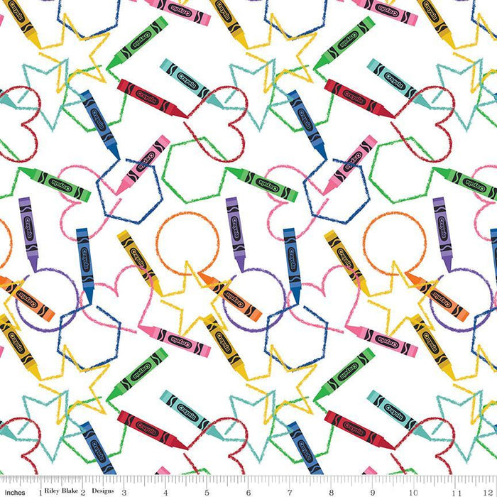 I Dream in Color - per yard - Riley Blake Designs - Crayola 2019 release! Stacked Crayons on White - C8802 WHITE - RebsFabStash