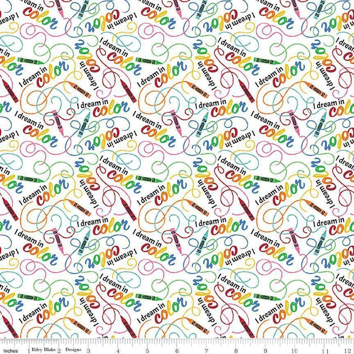 I Dream in Color - PROMO Fat Quarter Bundle (22) 18" x 21" pieces - Riley Blake Designs - Crayola 2019 release - Bright colors - RebsFabStash
