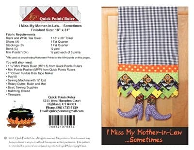 I Miss My Mother-In-Law... Sometimes - Halloween Tea Towel PATTERN - By Quick Points Ruler - QPRIMMM - RebsFabStash