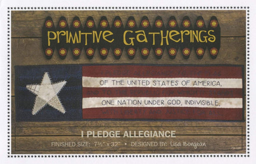 I Pledge allegiance -Wall Hanging or pillow Primitive pattern- Primitive Gatherings -Lisa Bongean - Wool applique, precut friendly #598 - RebsFabStash