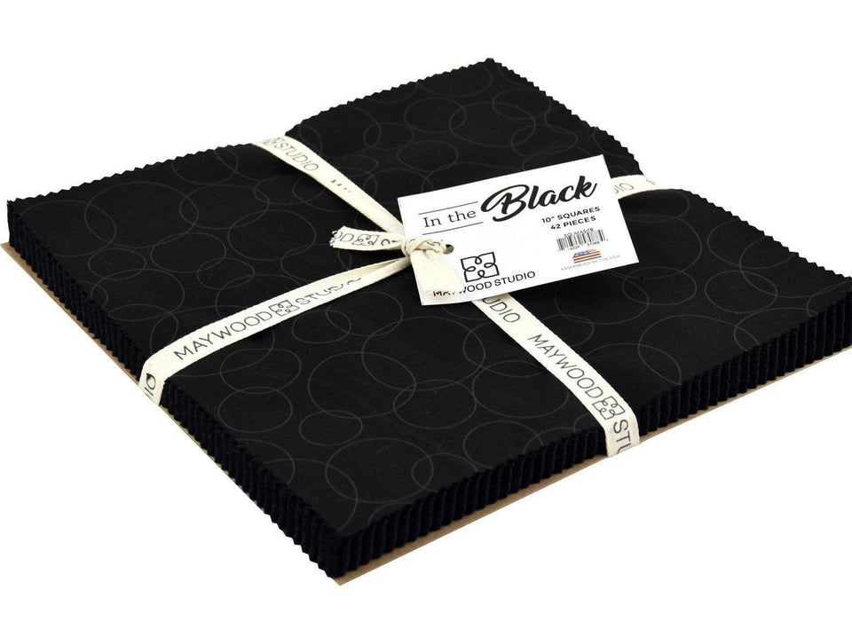 In the Black - Maywood Studio - Charm Pack - Charcoal Design on Black