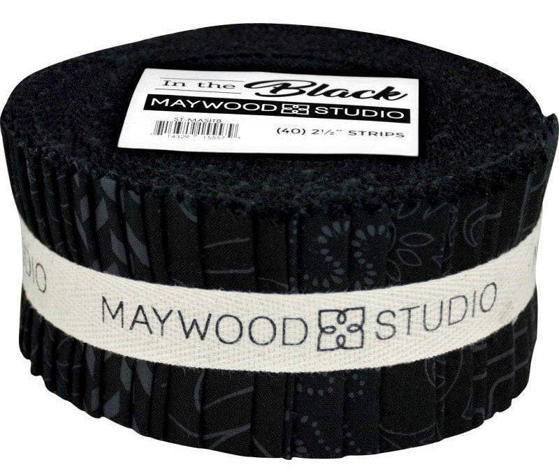 In the Black - Maywood Studio - Charm Pack - Charcoal Design on Black