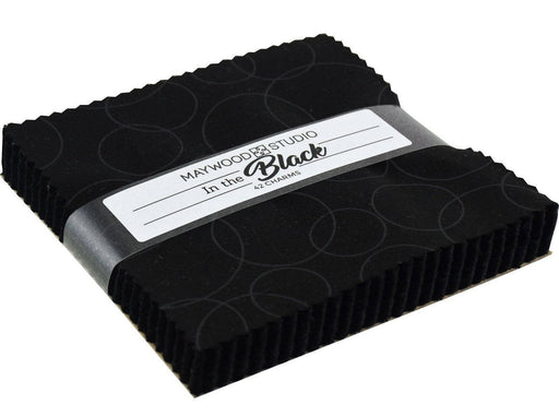 In the Black - Maywood Studio - Charm Pack - Charcoal Design on Black