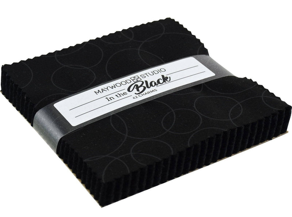 In the Black - Maywood Studio - Charm Pack - Charcoal Design on Black