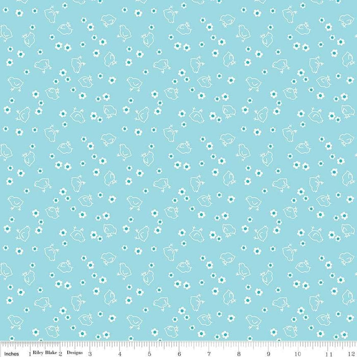 Bee Backings! - Quilt Back Fabric - Riley Blake - by Lori Holt - 108" wide Green Chicks on White